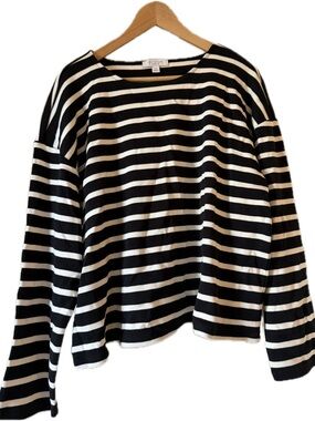 Ann Taylor Black & White Striped Knit Top